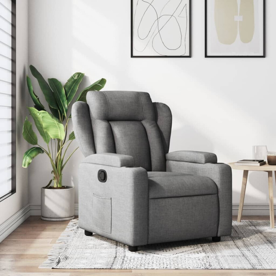 vidaXL Relaxfauteuil Donkergrijze Stof afbeelding 1