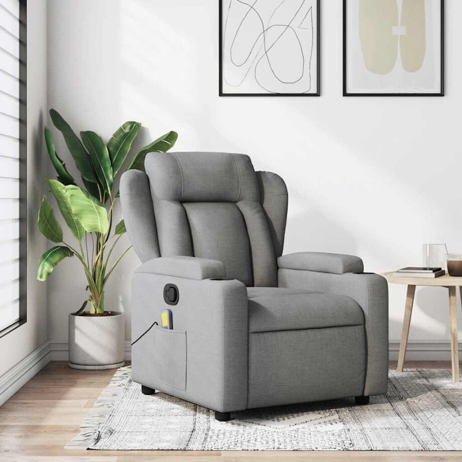 vidaXL Massagestoel met lichtgrijze stof afbeelding 1