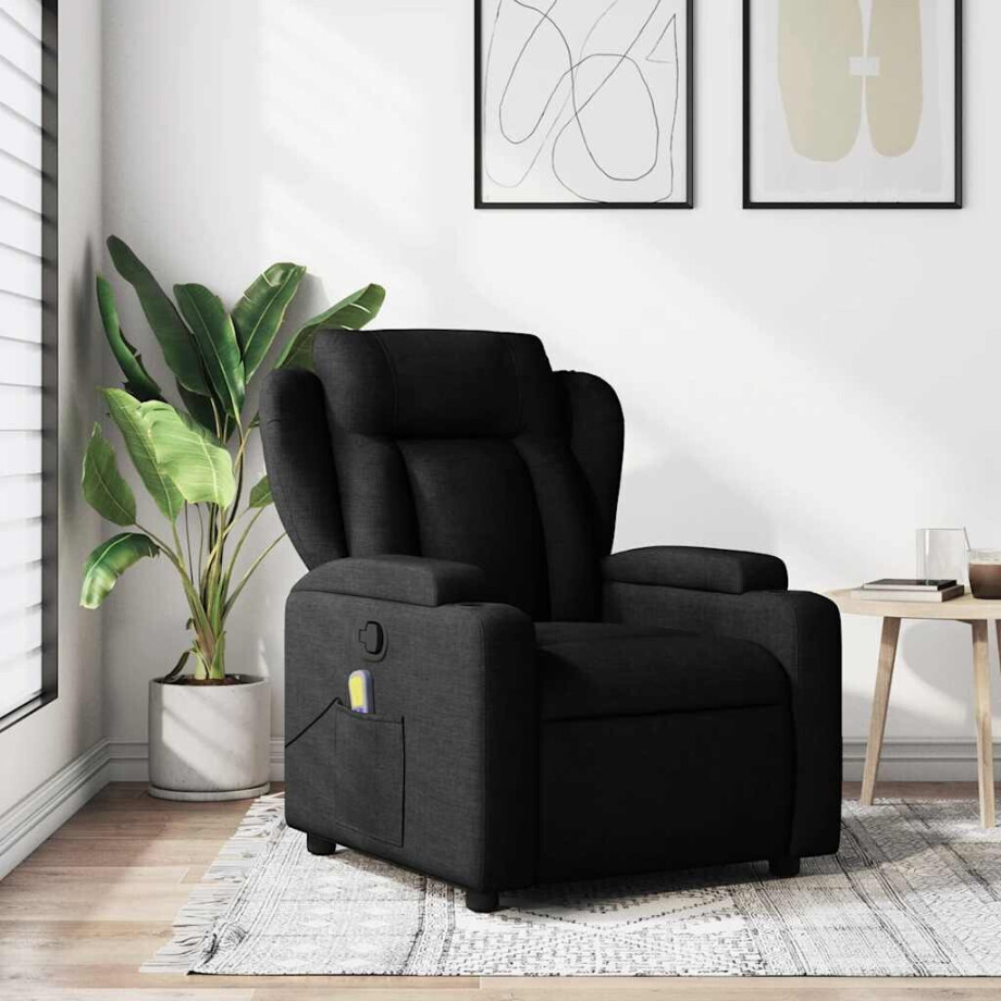 vidaXL Massagestoel met zwarte stof afbeelding 1