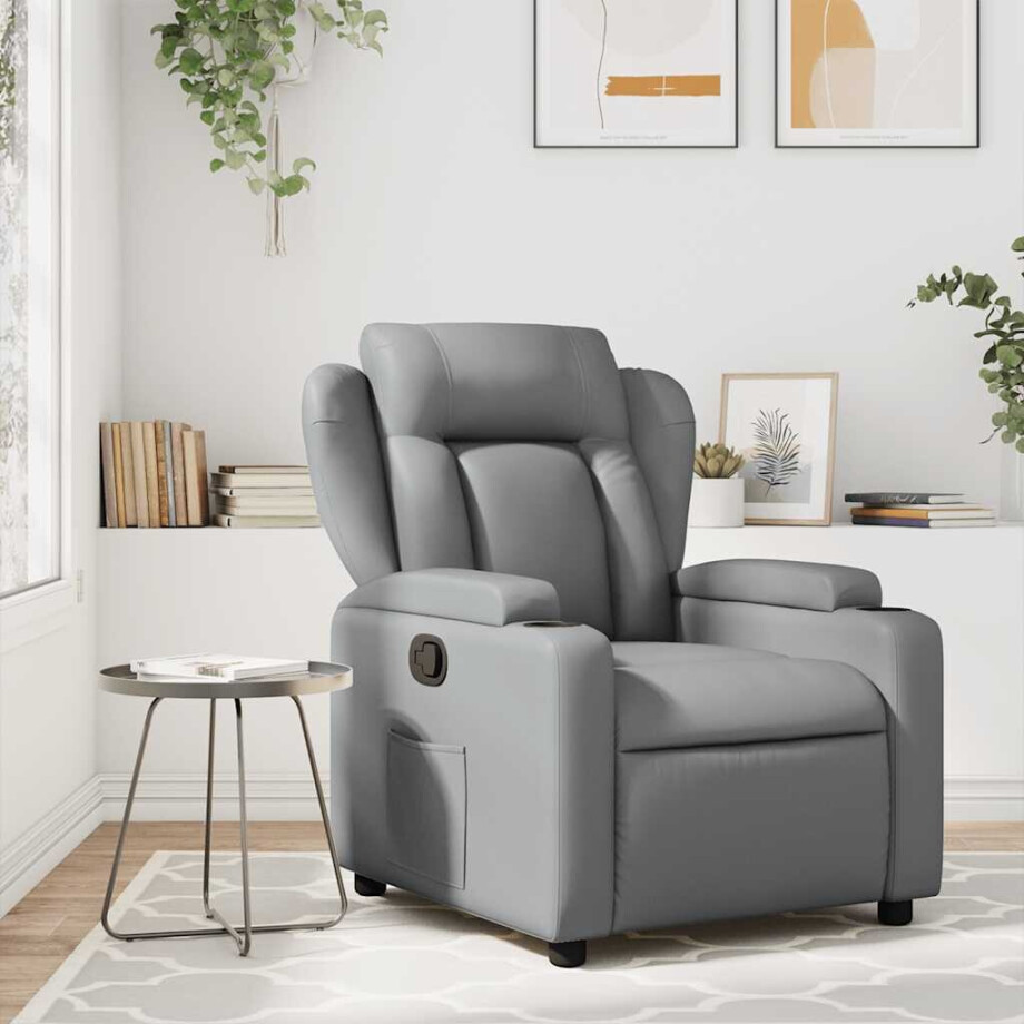 vidaXL Massagestoel van grijs kunstleer vidaXL Massagestoel van grijs kunstleer afbeelding 1