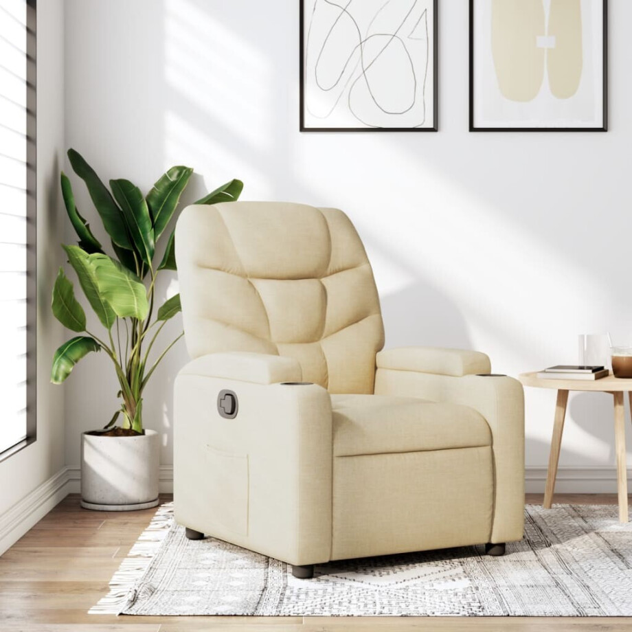 vidaXL Relaxfauteuil Crème Stof vidaXL Relaxfauteuil Crème Stof afbeelding 1
