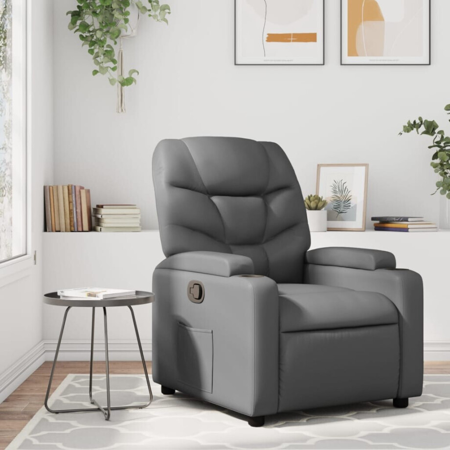 vidaXL Relaxfauteuil kunstleer grijs vidaXL Relaxfauteuil kunstleer grijs afbeelding 1