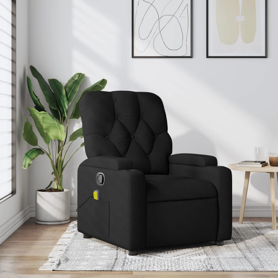 vidaXL Massagestoel met zwarte stof afbeelding 1