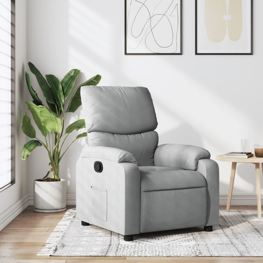vidaXL Relaxfauteuil lichtgrijze stof afbeelding 1