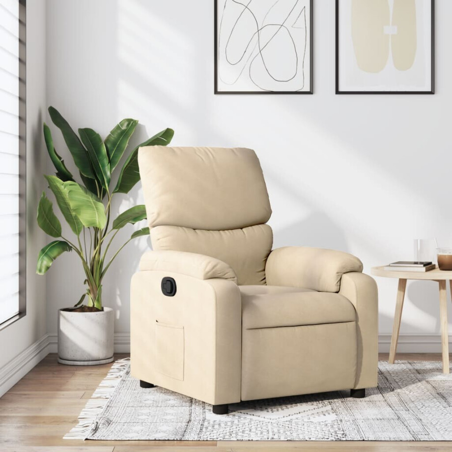 vidaXL Relaxfauteuil Crème Stof vidaXL Relaxfauteuil Crème Stof afbeelding 1