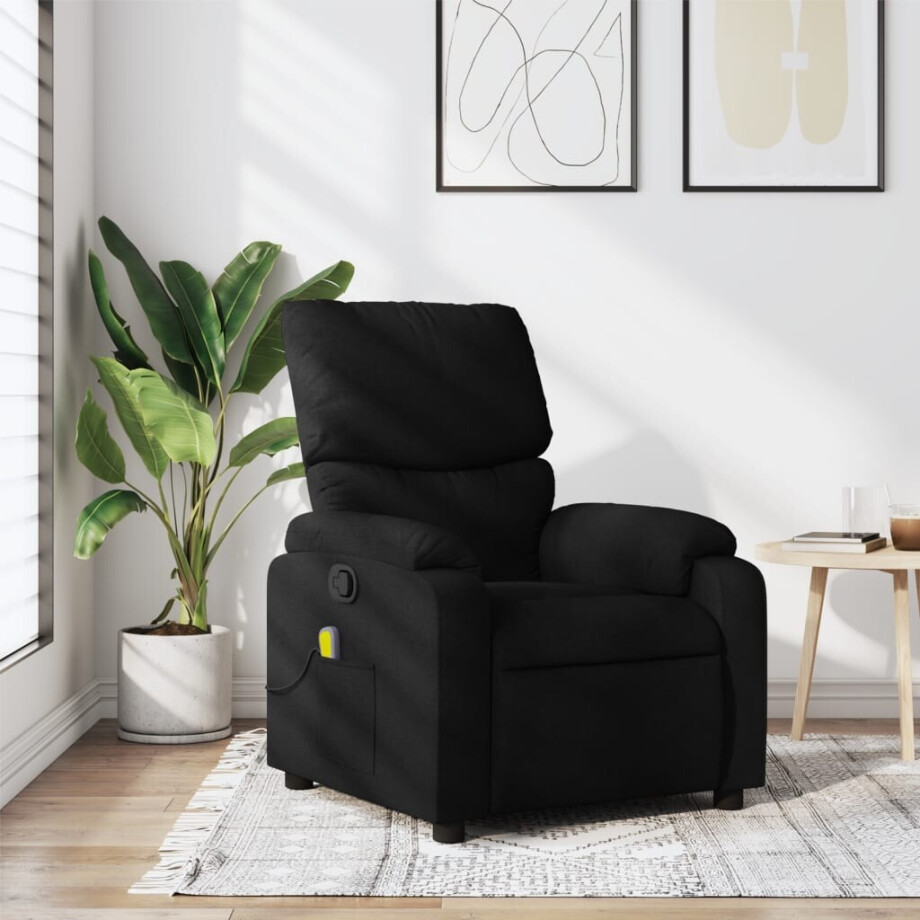 vidaXL Massagestoel met zwarte stof afbeelding 1