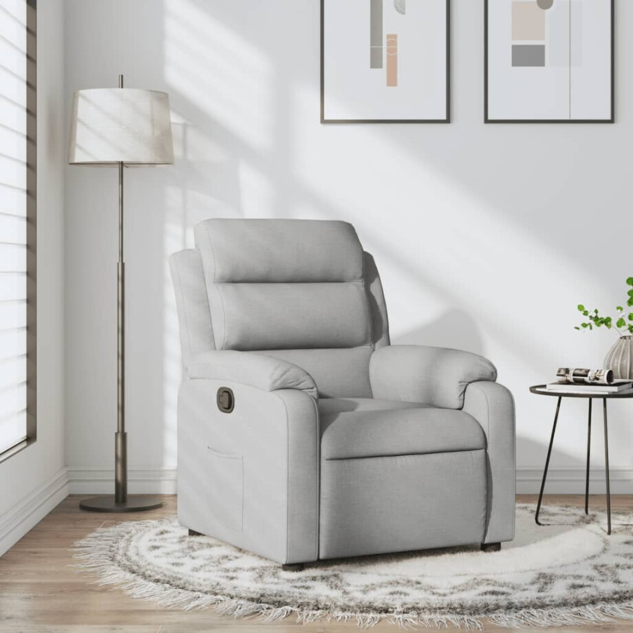 vidaXL Relaxfauteuil lichtgrijze stof afbeelding 1
