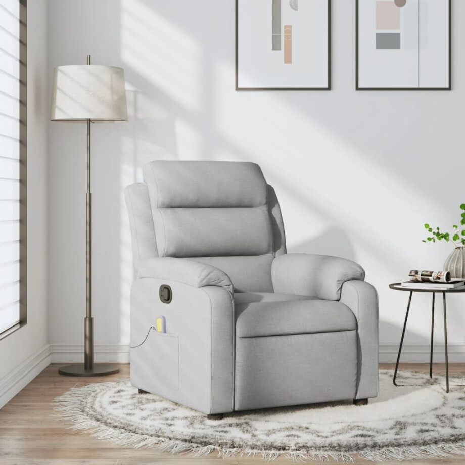 vidaXL Massagestoel met lichtgrijze stof afbeelding 1