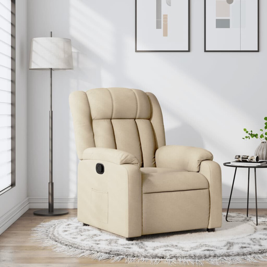 vidaXL Relaxfauteuil Crème Stof afbeelding 1