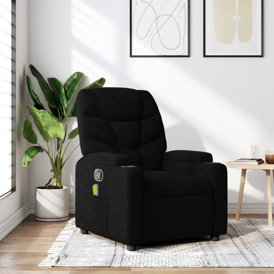 vidaXL Massagestoel met zwarte stof afbeelding 1