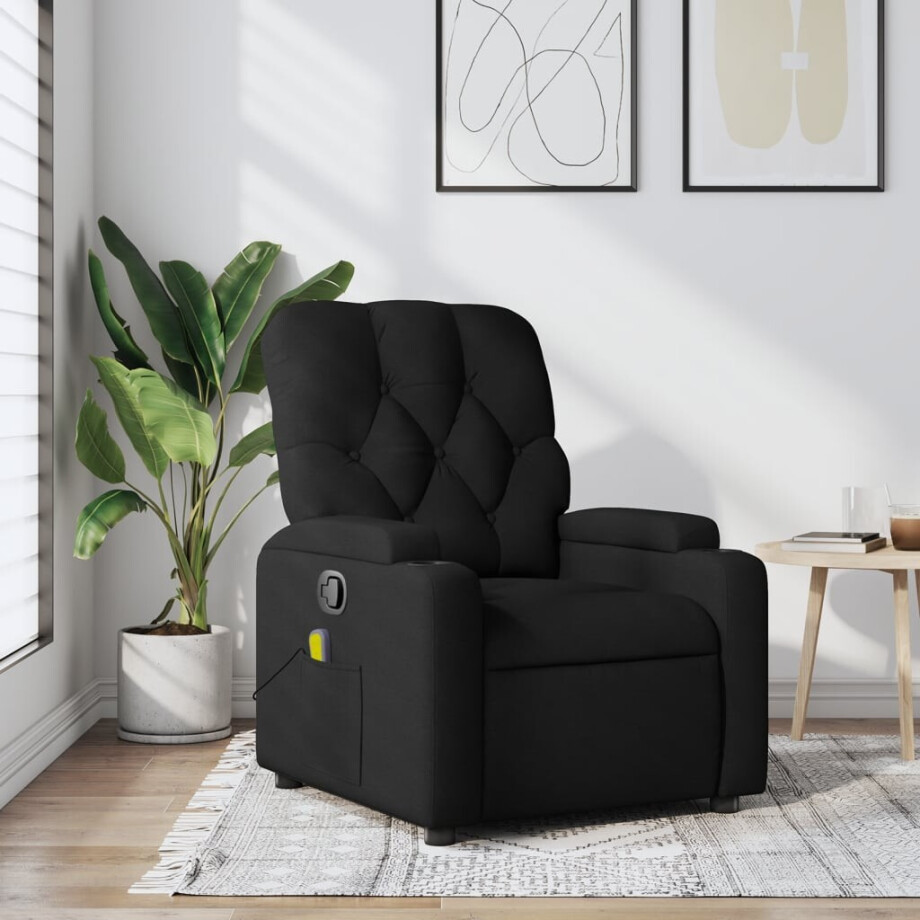 vidaXL Massagestoel met zwarte stof afbeelding 1