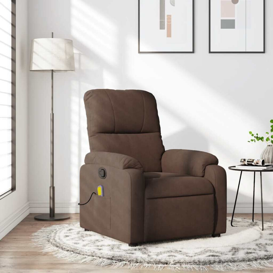 vidaXL Massagestoel van microvezelstof in bruin afbeelding 1