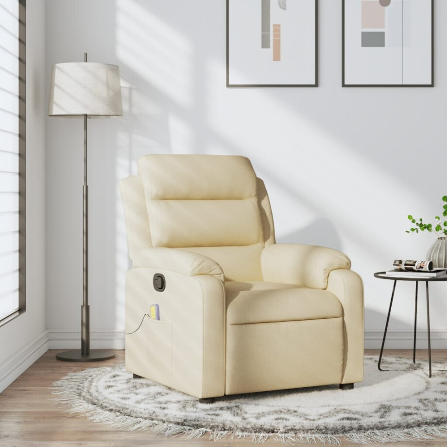 vidaXL Massagestoel met crèmekleurige stof afbeelding 1