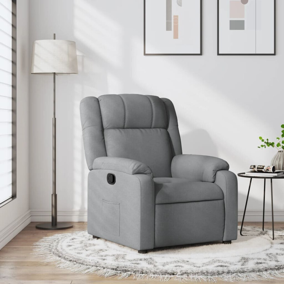 vidaXL Relaxfauteuil lichtgrijze stof afbeelding 1