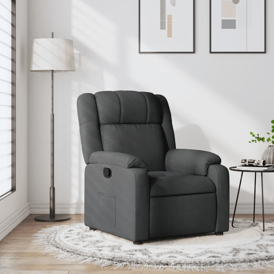 vidaXL Relaxfauteuil donkergrijze stof afbeelding 1