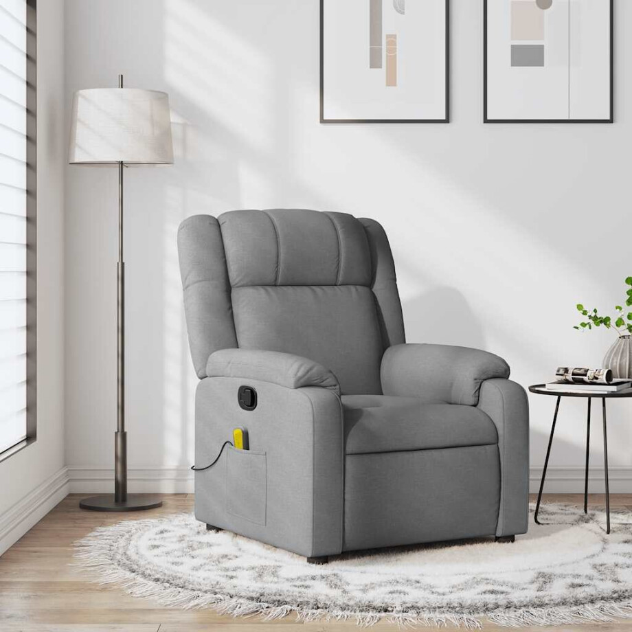 vidaXL Massagestoel met lichtgrijze stof afbeelding 1