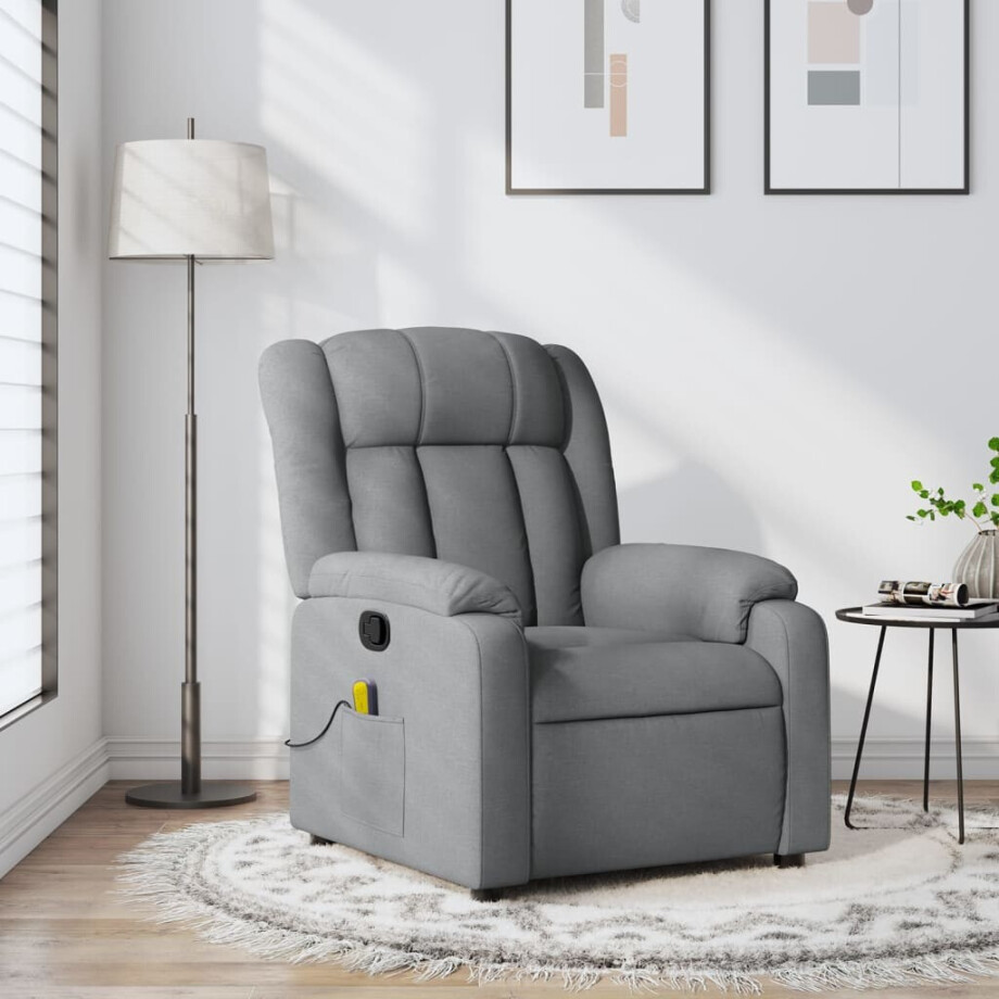 vidaXL Massagestoel met lichtgrijze stof afbeelding 1