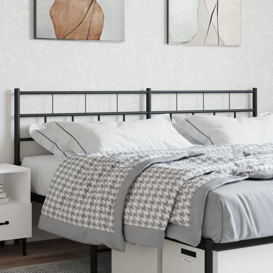 vidaXL Hoofdbord 160 cm metaal zwart afbeelding 1