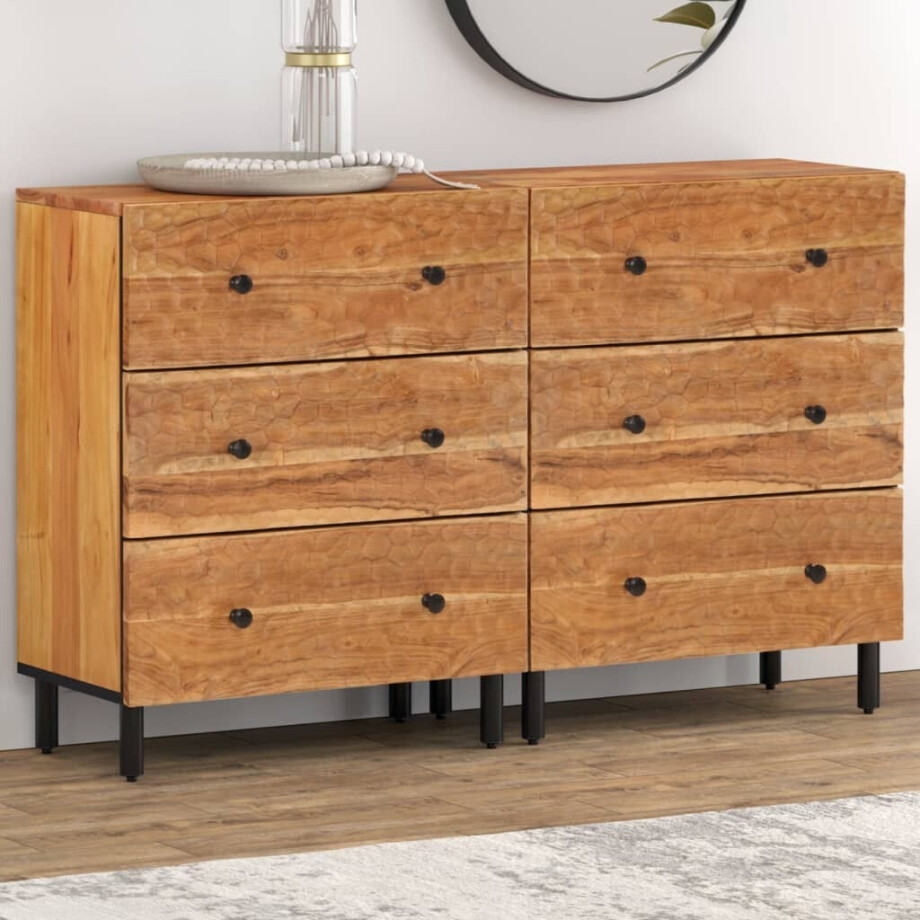 vidaXL Bijzetkasten 2 st 60x33x75 cm massief acaciahout vidaXL Bijzetkasten 2 st 60x33x75 cm massief acaciahout afbeelding 1