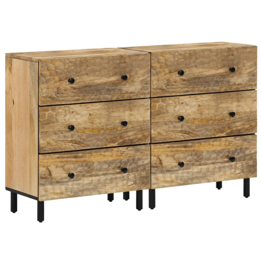 vidaXL Bijzetkasten 2 st 60x33x75 cm massief mangohout afbeelding 1