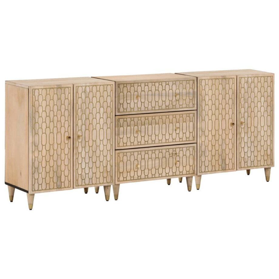 vidaXL Bijzetkasten 3 st 60x33x75 cm massief mangohout vidaXL Bijzetkasten 3 st 60x33x75 cm massief mangohout afbeelding 1