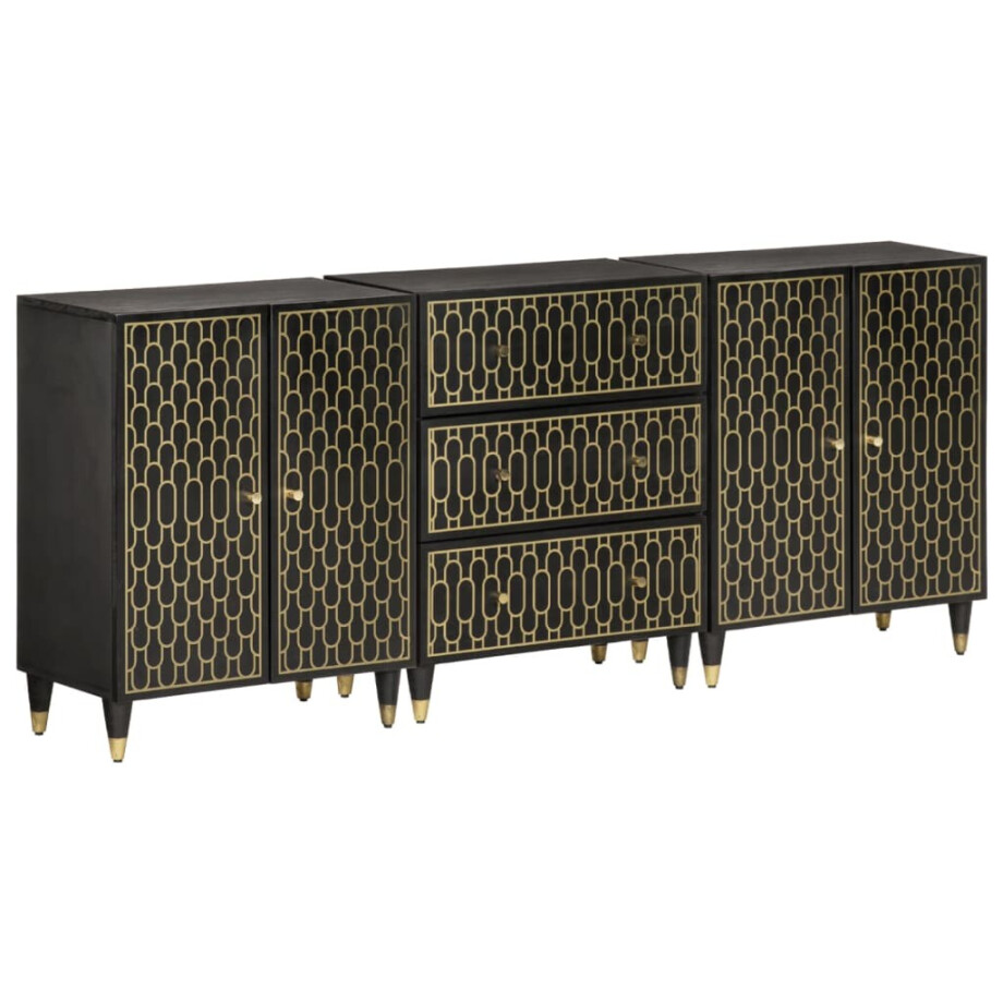 vidaXL Bijzetkasten 3 st 60x33x75 cm massief mangohout afbeelding 1