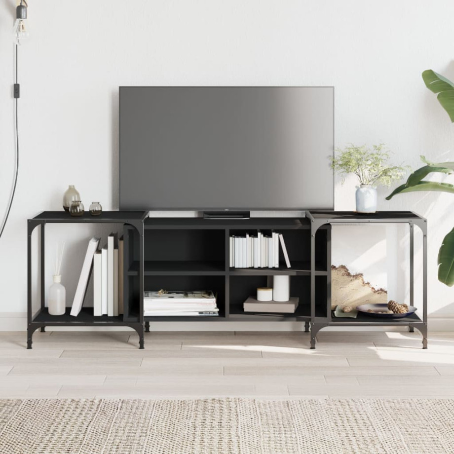 vidaXL Tv-meubel 153x37x50 cm bewerkt hout zwart afbeelding 1