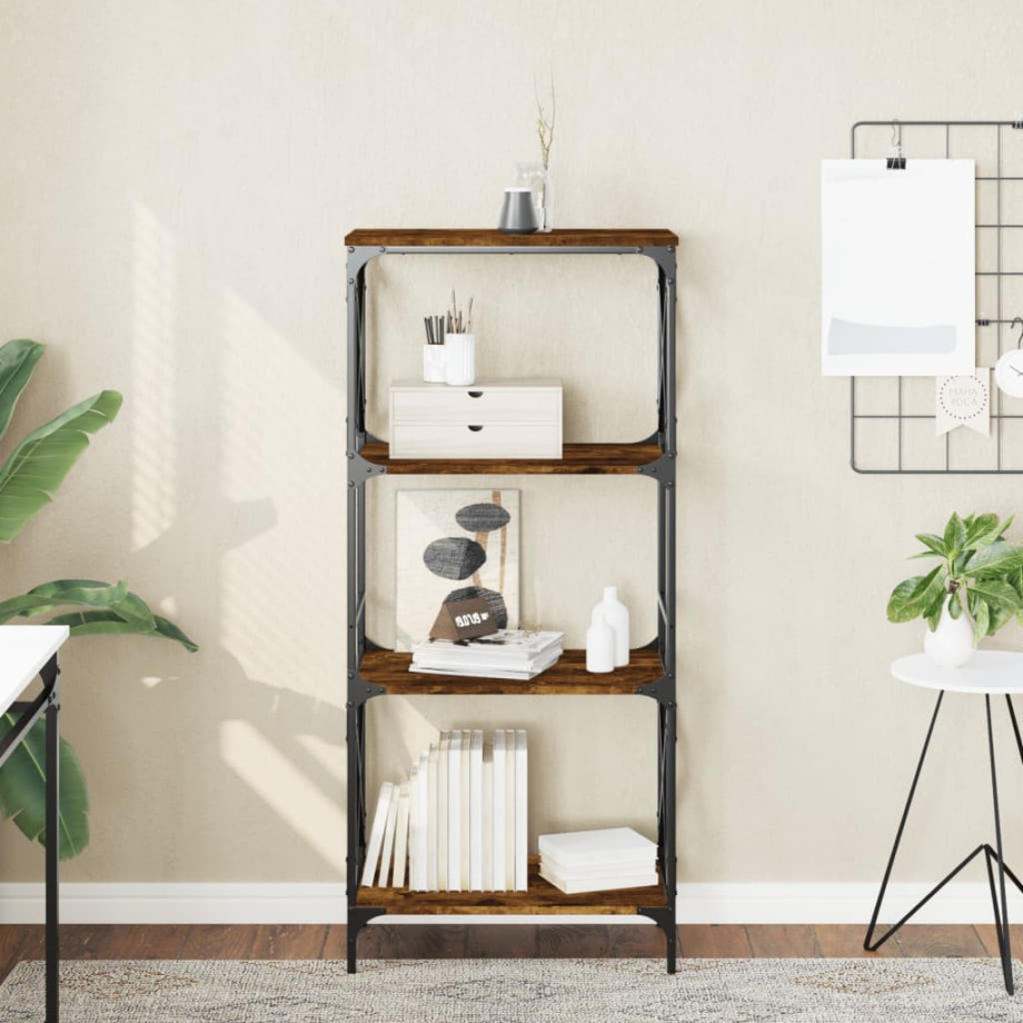 vidaXL Boekenkast 4-laags 59x35x132 cm bewerkt hout gerookt eikenkleur afbeelding 1