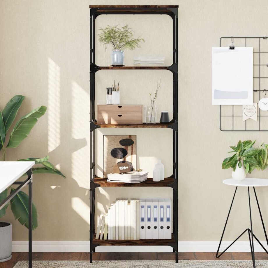 vidaXL Boekenkast 5-laags 59x35x171 cm bewerkt hout gerookt eikenkleur afbeelding 1