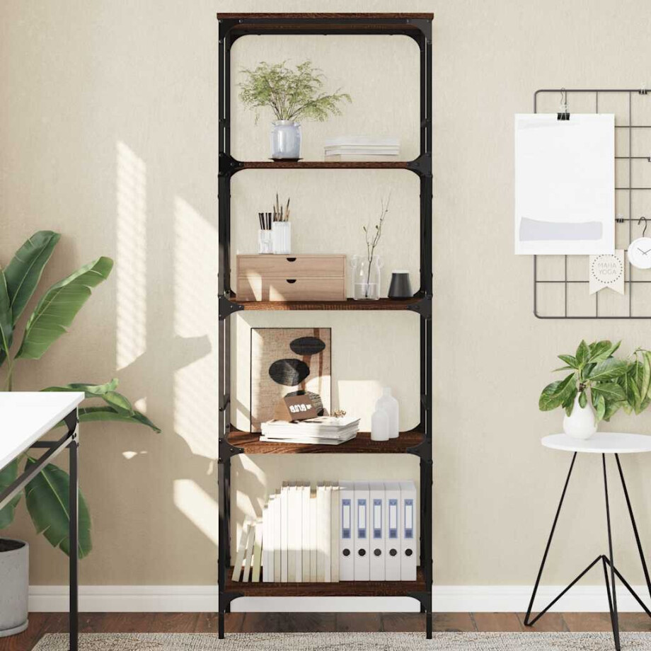 vidaXL Boekenkast 5-laags 59x35x171 cm bewerkt hout bruin eikenkleur afbeelding 1