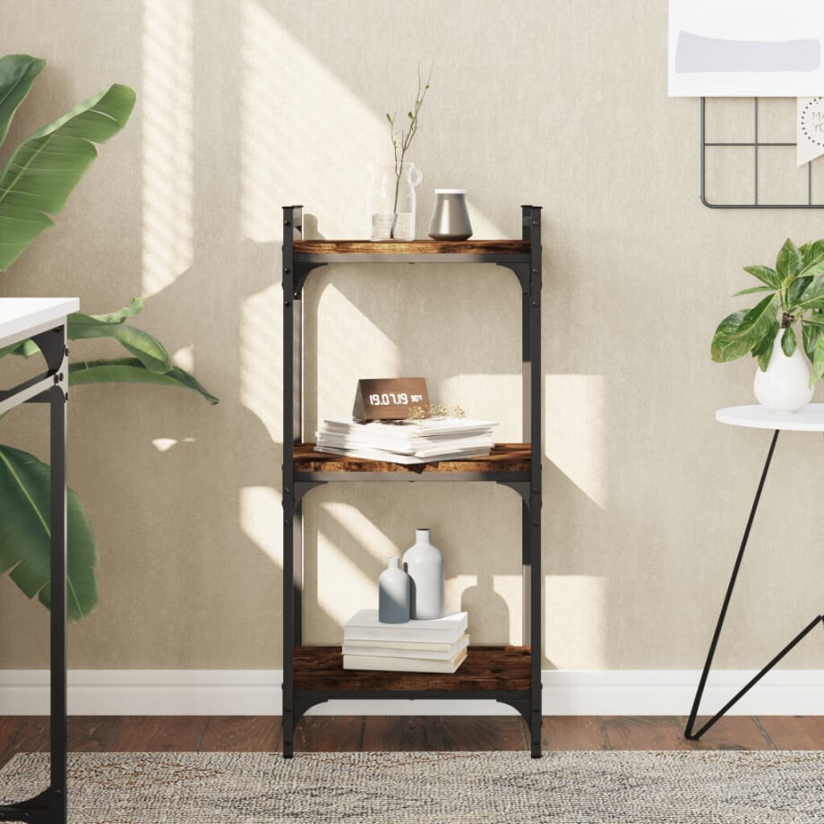 vidaXL Boekenkast 3-laags 40x30x86 cm bewerkt hout gerookt eikenkleur afbeelding 1