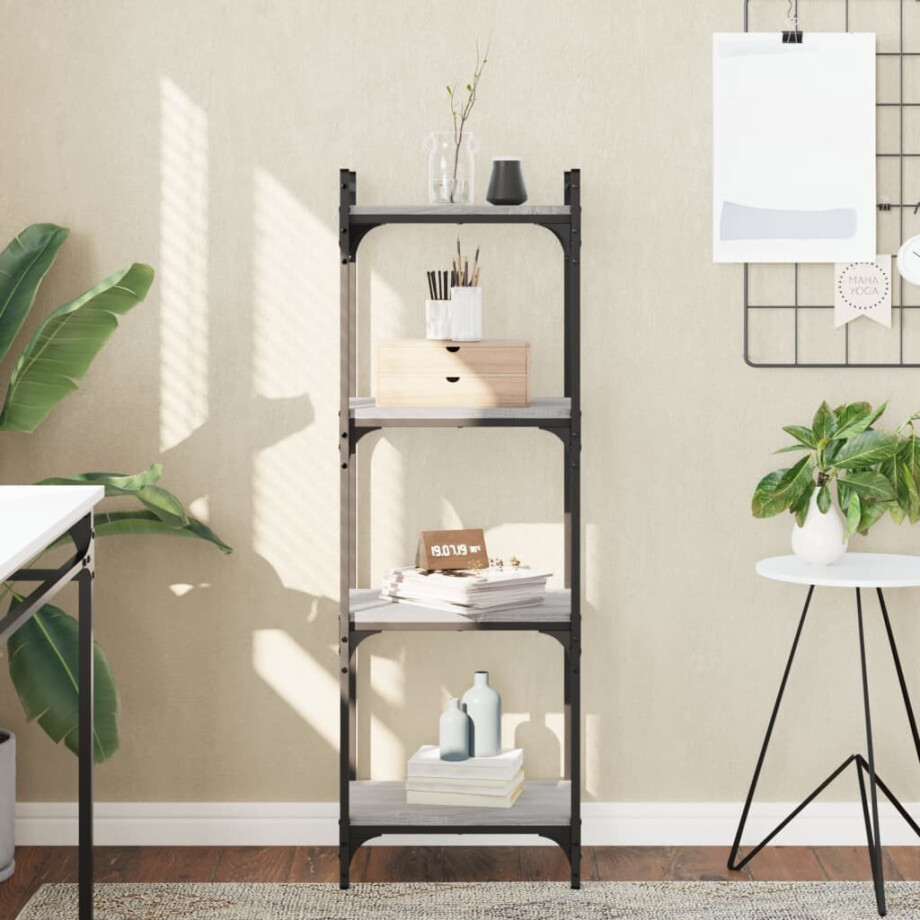vidaXL Boekenkast 4-laags 40x30x120 cm bewerkt hout grijs sonoma afbeelding 1