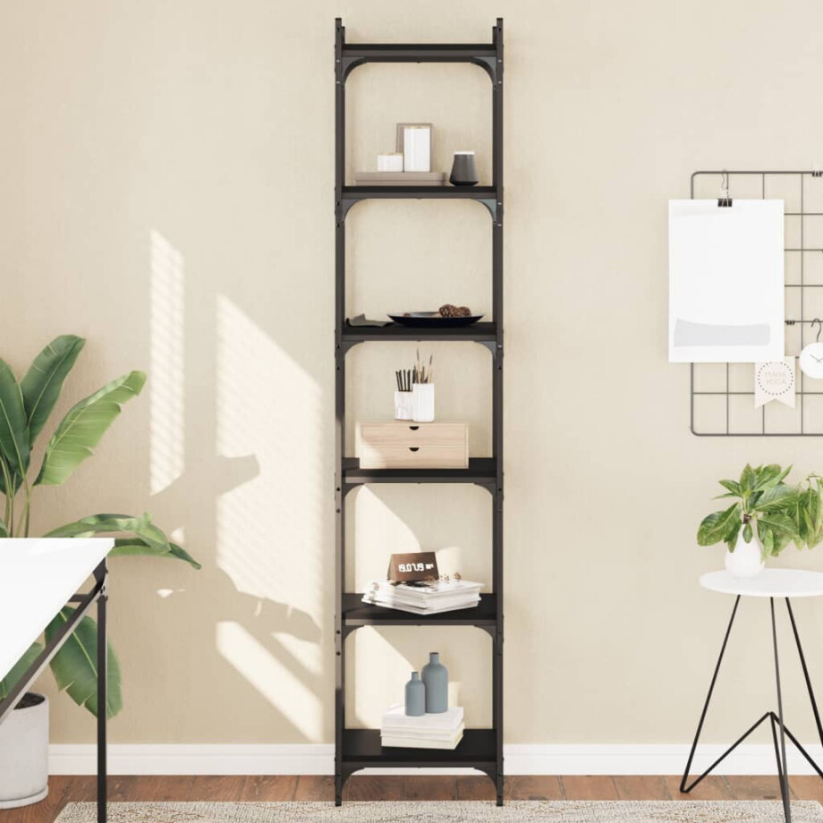 vidaXL Boekenkast 6-laags 40x30x188 cm bewerkt hout zwart afbeelding 1