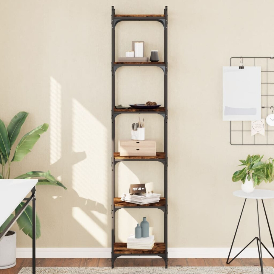 vidaXL Boekenkast 6-laags 40x30x188 cm bewerkt hout gerookt eikenkleur vidaXL Boekenkast 6-laags 40x30x188 cm bewerkt hout gerookt eikenkleur afbeelding 1