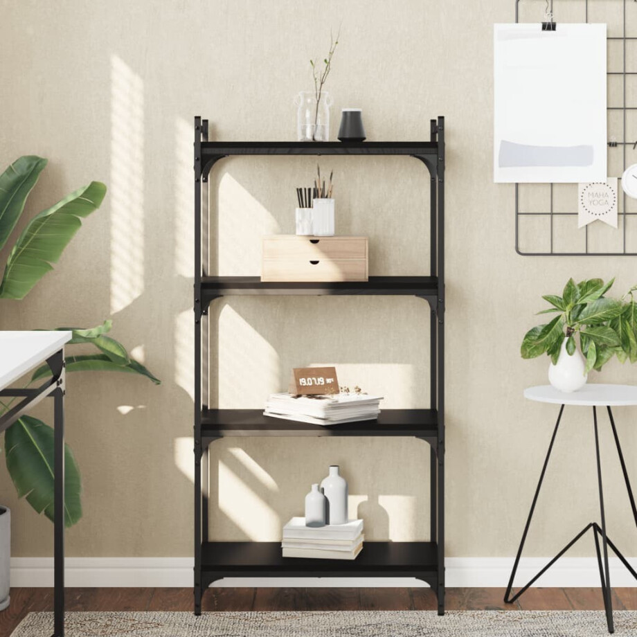 vidaXL Boekenkast 4-laags 60x30x120 cm bewerkt hout zwart afbeelding 1