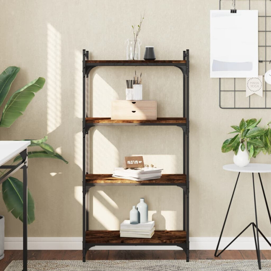 vidaXL Boekenkast 4-laags 60x30x120 cm bewerkt hout gerookt eikenkleur vidaXL Boekenkast 4-laags 60x30x120 cm bewerkt hout gerookt eikenkleur afbeelding 1