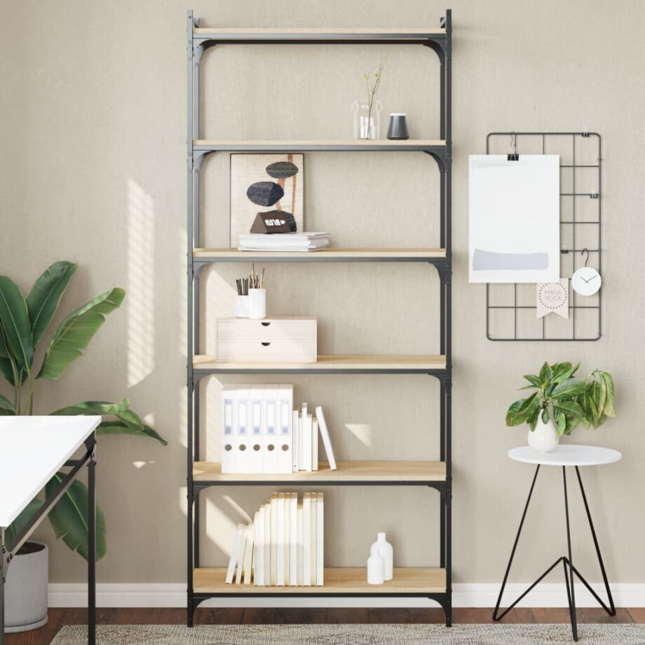 vidaXL Boekenkast 6-laags 80x30x188 cm bewerkt hout sonoma eiken vidaXL Boekenkast 6-laags 80x30x188 cm bewerkt hout sonoma eiken afbeelding 1