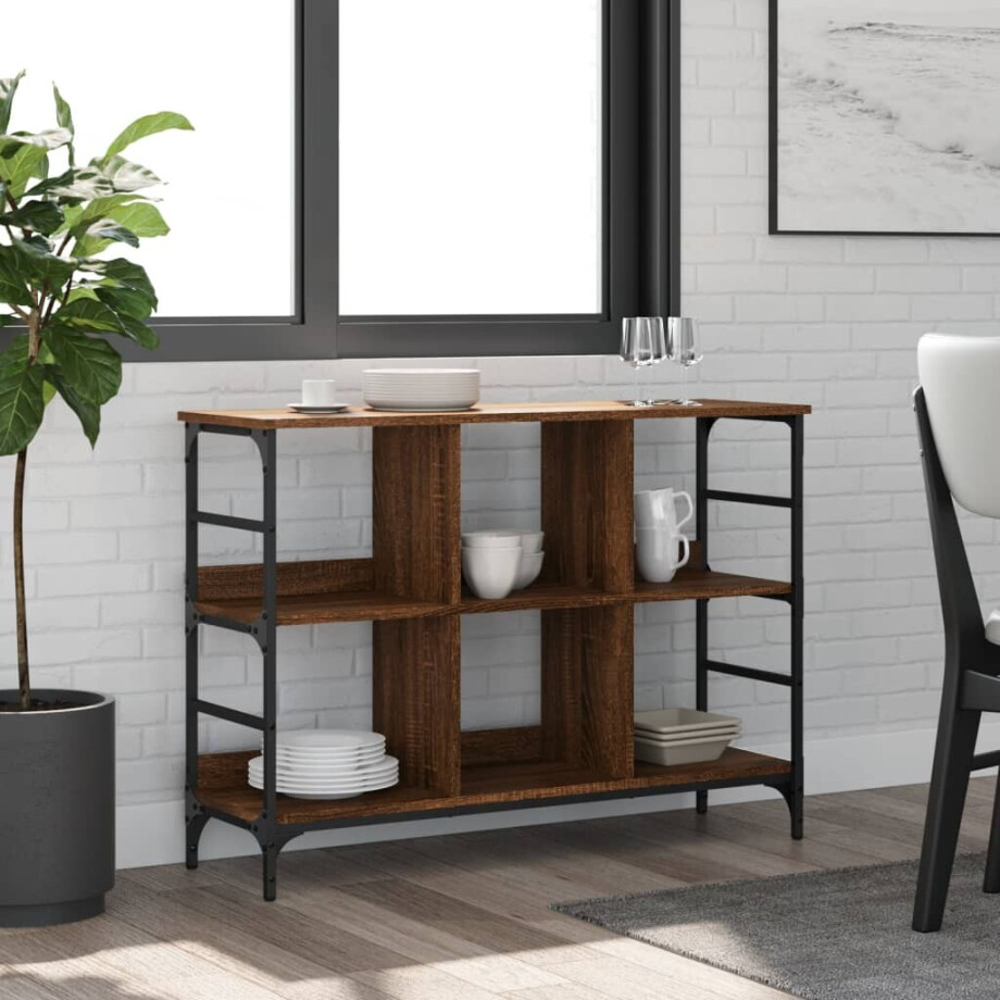 vidaXL Dressoir 102x32x73,5 cm bewerkt hout bruin eikenkleur vidaXL Dressoir 102x32x73,5 cm bewerkt hout bruin eikenkleur afbeelding 1