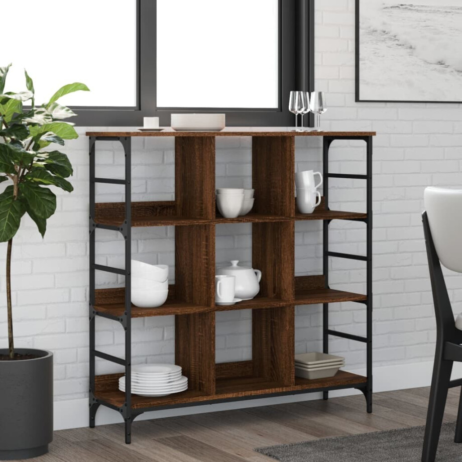 vidaXL Dressoir 102x32x103,5 cm bewerkt hout bruin eikenkleur vidaXL Dressoir 102x32x103,5 cm bewerkt hout bruin eikenkleur afbeelding 1
