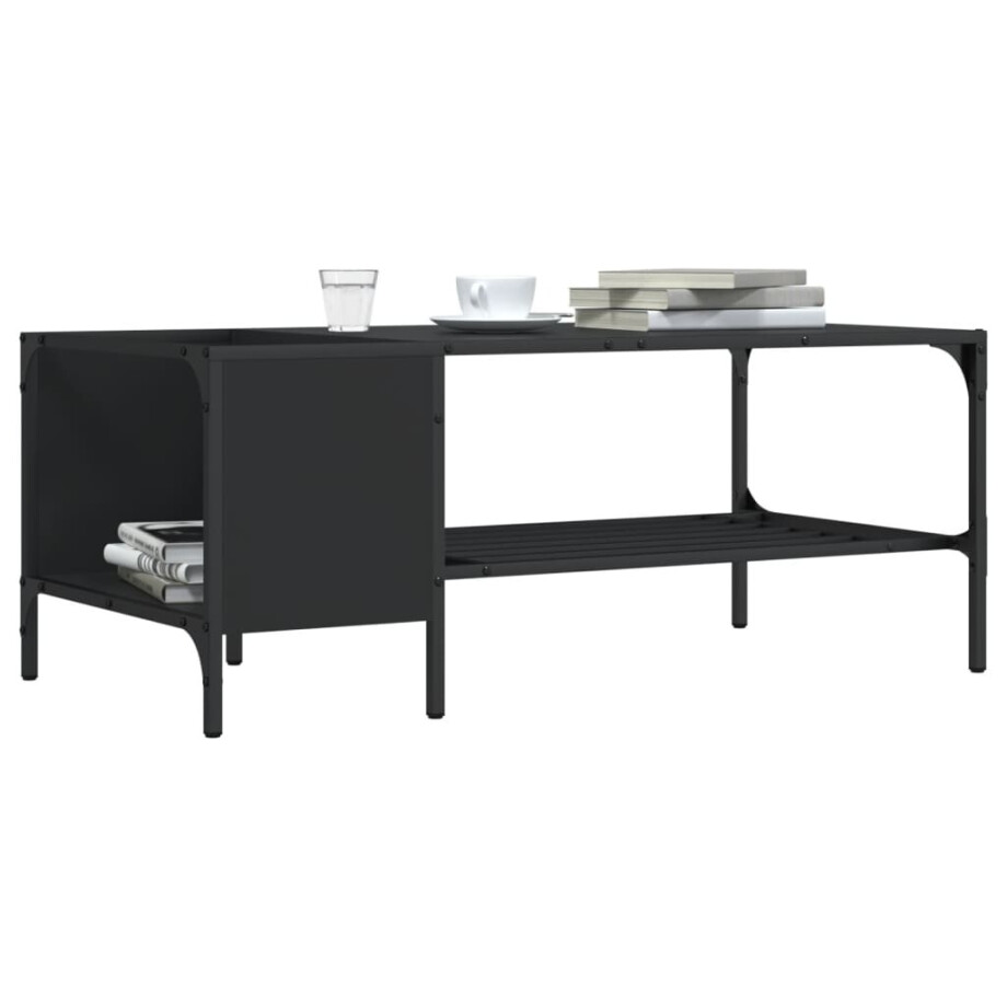 vidaXL Salontafel met rek 100x51x40 cm bewerkt hout zwart afbeelding 1