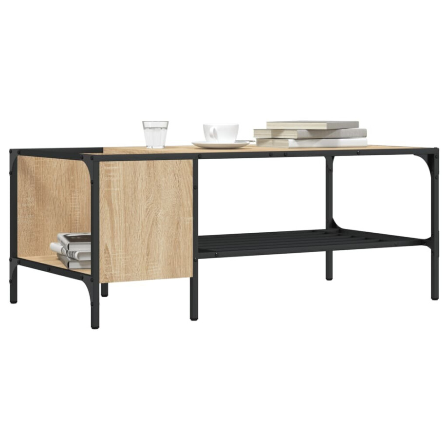 vidaXL Salontafel met rek 100x51x40 cm bewerkt hout sonoma eikenkleur afbeelding 1