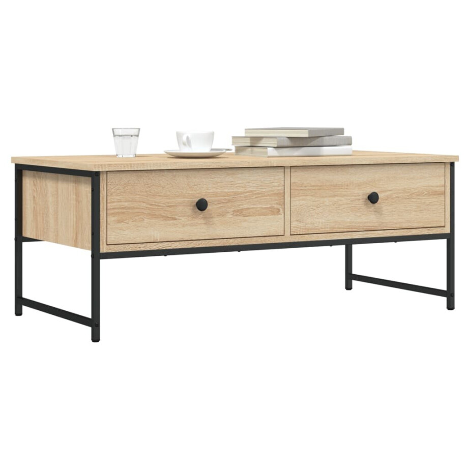 vidaXL Salontafel 101x49x39,5 cm bewerkt hout sonoma eikenkleurig vidaXL Salontafel 101x49x39,5 cm bewerkt hout sonoma eikenkleurig afbeelding 1