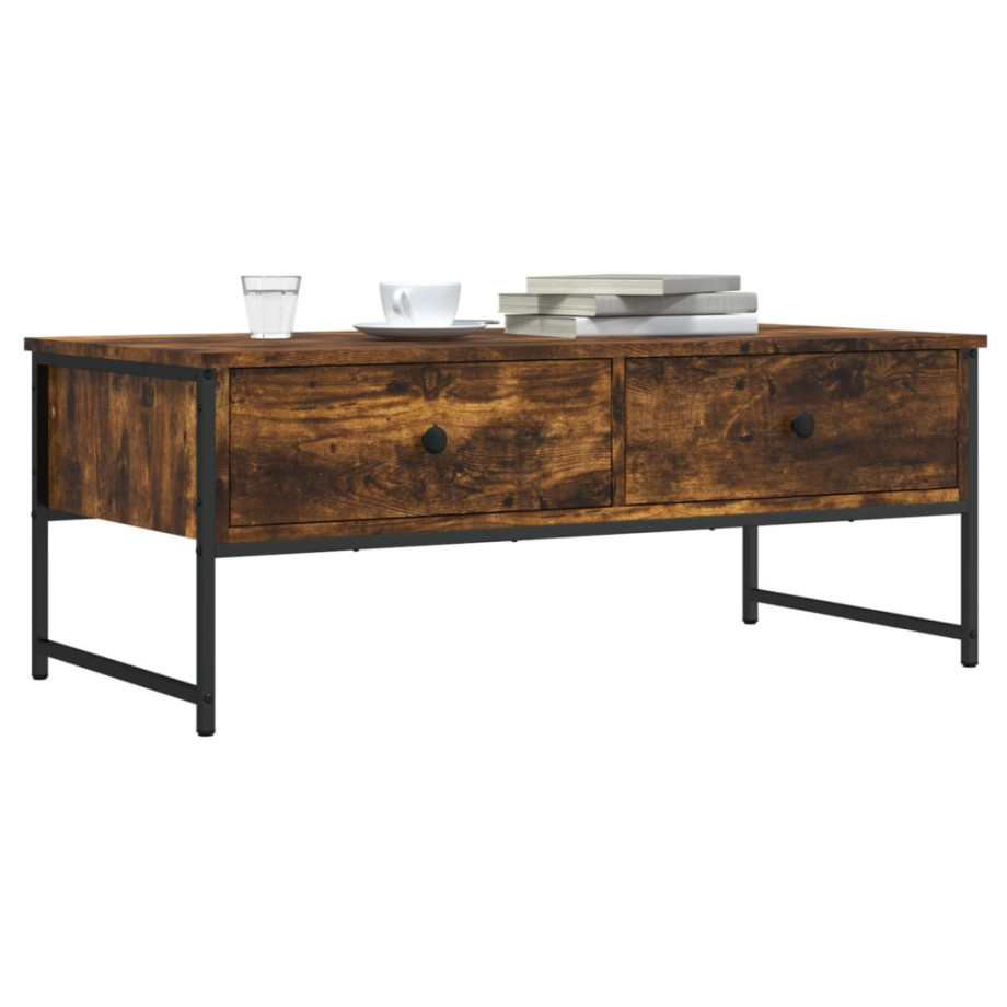 vidaXL Salontafel 101x49x39,5 cm bewerkt hout gerookt eikenkleurig afbeelding 1