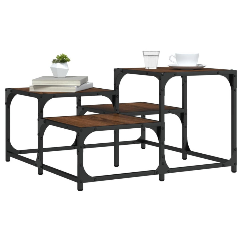 vidaXL Salontafel 68x68x40 cm bewerkt hout bruin eikenkleur afbeelding 1