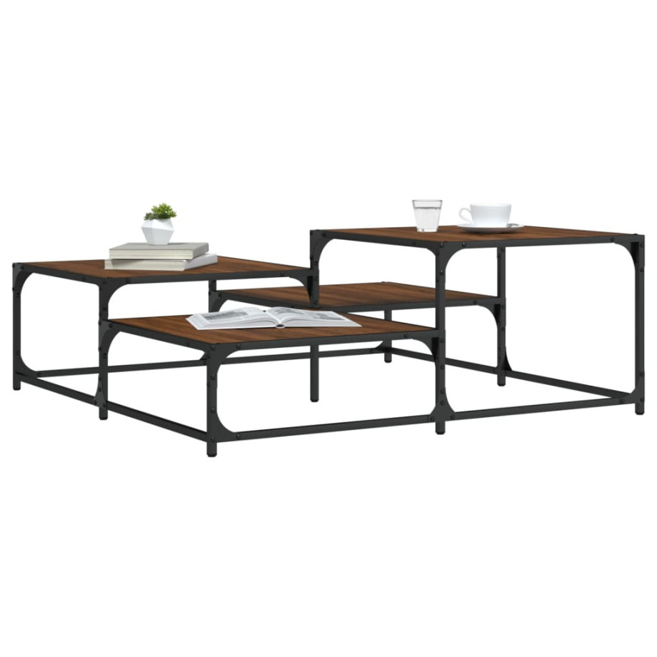 vidaXL Salontafel 107x107x40 cm bewerkt hout bruin eikenkleur afbeelding 1