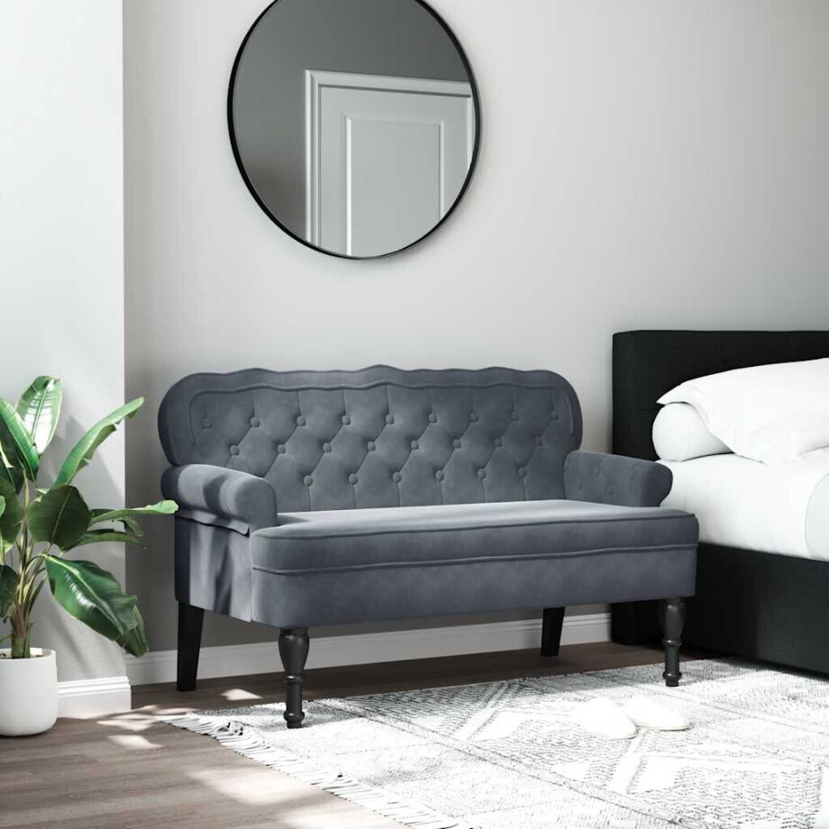 vidaXL Bankje met rugleuning 119,5x64,5x75 cm fluweel donkergrijs vidaXL Bankje met rugleuning 119,5x64,5x75 cm fluweel donkergrijs afbeelding 1