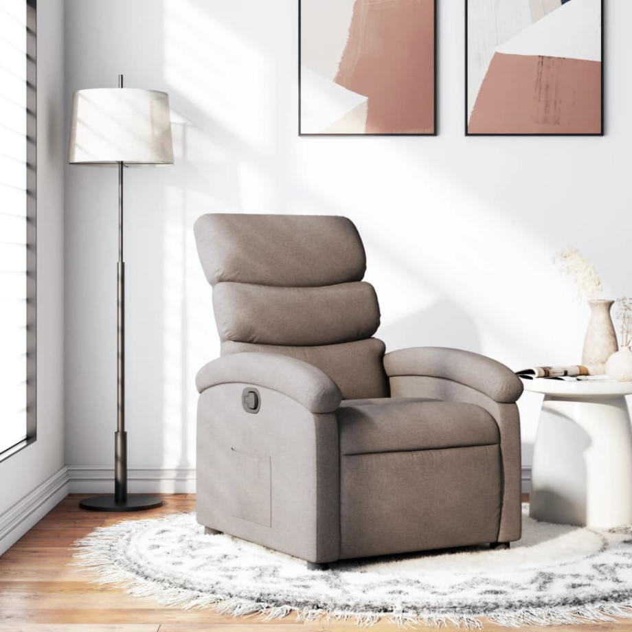 vidaXL Fauteuil verstelbaar stof taupe afbeelding 1