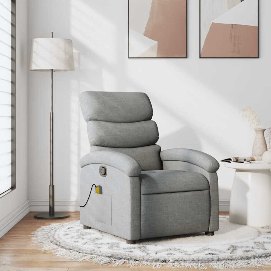 vidaXL Massagestoel verstelbaar stof lichtgrijs vidaXL Massagestoel verstelbaar stof lichtgrijs afbeelding 1