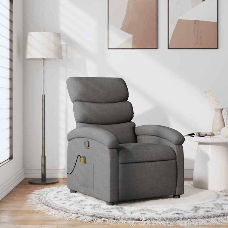 vidaXL Massagestoel verstelbaar stof donkergrijs afbeelding 1