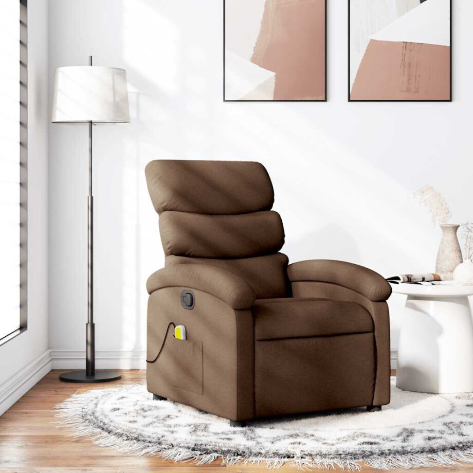 vidaXL Massagestoel verstelbaar stof bruin vidaXL Massagestoel verstelbaar stof bruin afbeelding 1